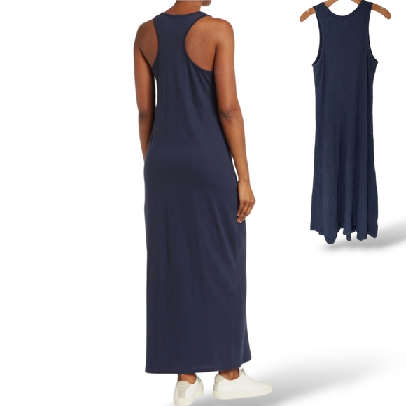 Lou & Grey Sleeveless Racerback Maxi Dress size SM Deep Blue - Picture 2 of 5